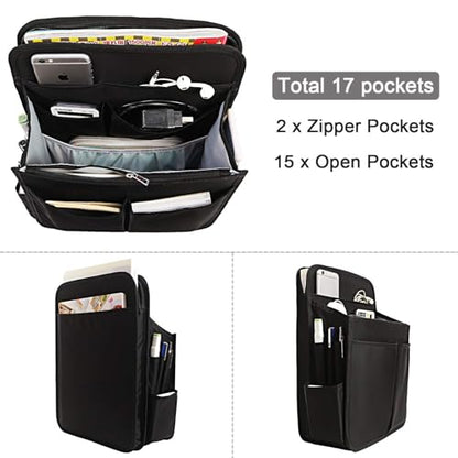 Yoillione Backpack Organizer Insert for Men and Women with Base Shaper - Lightweight Bag Organizer with High Capacity, 17 Pockets with Zipper (13'' Height, Black) - size: Medium
