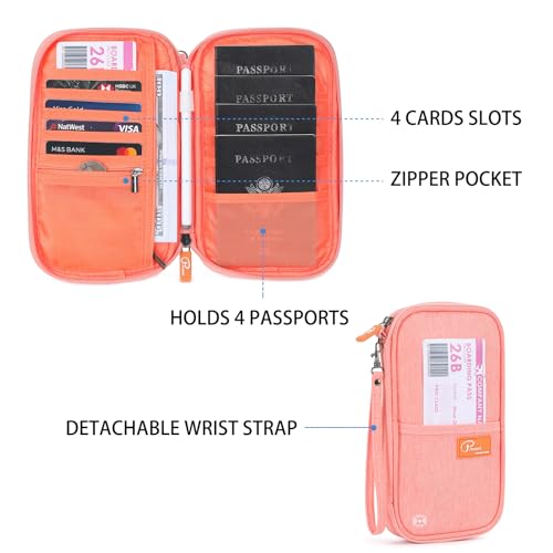 VanFn RFID Travel Passport Wallet, Family Passport Holder, Trip Document Organizer P.Travel Series - color: Pure Pink