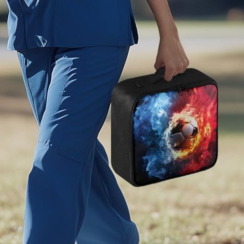 Empty First Aid Kit Soccer Flame Large Capacity First Responder Bag for Family Camping Trips and Car Safety Storage Includes Water-Resistant Lining Soft Interior Washable Exterior - color: Soccer Flame