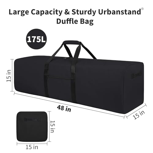 Urbanstand 48 Inch Travel Duffle Bag Extra Large Sport Equipment Duffel Bags with 2-way Lockable Zippers (Black) - color: Black, size: 48inch