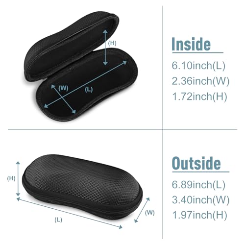 FINTIE Sunglasses Case, Hard EVA Shell Shockproof Sport Glasses Case with Metal Carabiner Travel Zipper Eyeglasses Holder - color: Black