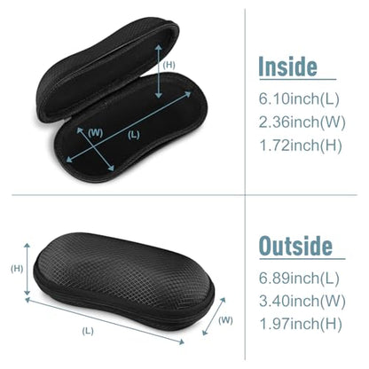 FINTIE Sunglasses Case, Hard EVA Shell Shockproof Sport Glasses Case with Metal Carabiner Travel Zipper Eyeglasses Holder - color: Black