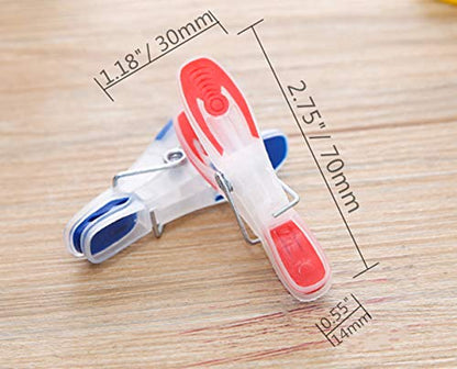 Strong Non-Slip Wide Open Plastic Clothes Clips for Drying Clothing Clamps Sturdy Travel Clothespins 24 Pack - color: 24pcs (2.75inch) Clear Plastic Clothespins