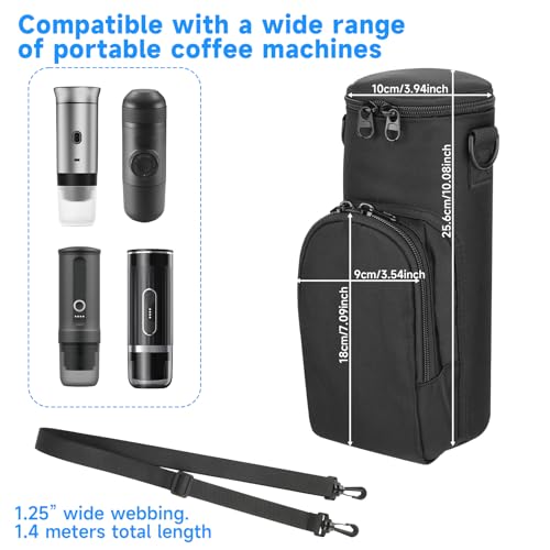 Portable Espresso Maker Carry Bag, Storage Case for Coffee Maker Mini Espresso Machine, Travel Coffee Maker Organizer Pouch with Capsule Storage Bag for RV Camping Car /Adjustable shoulder Strap