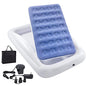 Inflatable Kids Travel Bed Toddler Air Mattress Set,Portable Blow Up Mattress Sleeping Bed Cot with Bed Rails and Electric Pump Ideal for Road Trip - color: Blue