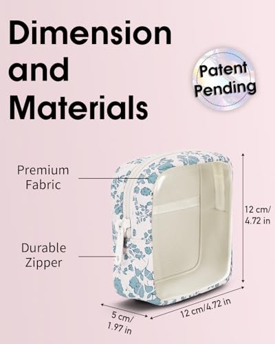 Wandering Nature Clear Makeup Bag for Purse Mini Make up Bag Cute Cosmetic Pouch for Women with Slip-in Pockets Travel Toiletry Essentials Organizer Pouch,Blue Flower - color: Blue Flower