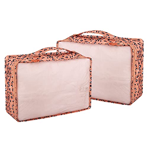 Packing Cubes Set, 2 Pcs Packing Organizers Set for Suitcases (Pink leopard) - color: Pink leopard