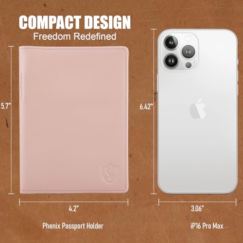 STAR VISTA Phoenix Leather Passport Holder, Calfskin Travel Wallet - RFID Blocking, ID Window, Zipper Pocket, Pen & Notebook Included, Pale Pink - color: Pale Pink Calfskin