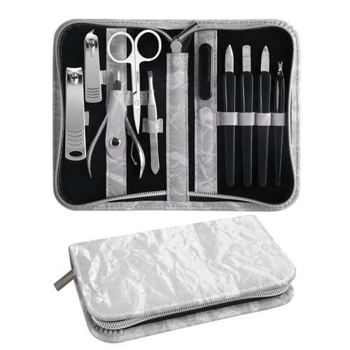 Manicure Pedicure Set, Nail Clipper Set 10-Piece Set Professional Manicure Kit Nail Kit with Portable Gray Travel Case Gift for Men Boyfriend Parent - color: gray