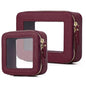 Clear Makeup Bag Set Travel Cosmetic Bag and Toiletry Bag Women's Purse Pouch Cosmetic Stroage Organizer Case with Zipper Car Essentials (Burgundy, M+Mini) - color: Burgundy, size: M+Mini