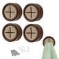 S&T INC. Round Adhesive Push Towel Hooks for Kitchen, Hand and Dish Towels, Plastic, Walnut, 4 Pack - color: Walnut