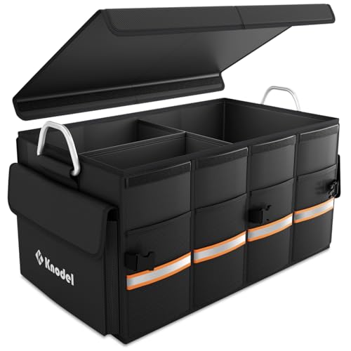 K KNODEL Car Trunk Organizer, Car Organizer With Lid, Heavy Duty Collapsible Trunk Storage for SUV, Truck, Cargo Trunk Organizer with Lid (Medium, Black) - size: Medium