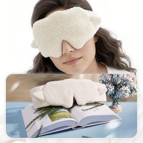 Original Sheep Sleep Mask Soft Light Blocking Eye Mask White Adjustable Elastic Rest Eye Cover Quiet Buckle Comfort Eye Shade for Home Travel School - color: White