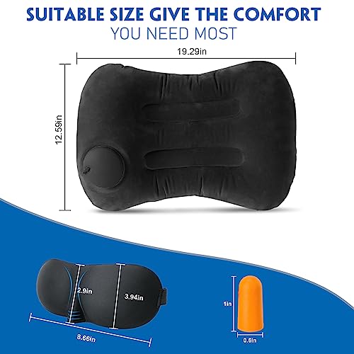Ultralight Inflatable Camping Travel Pillow - Inflatable Pillow for Neck Lumbar Support,Upgrade Backpacking Pillow,Travel Air Pillows for Camping,Hiking,Backpacking,Press Inflate (Black)