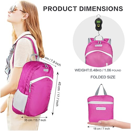 35L Foldable Waterproof Backpack For Outdoor Sports Travel Inside Wet Clothes Compartment Packable For Multiple - color: 1pink