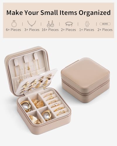VLANDO Bridesmaid Proposal Gifts - Travel Jewelry Case, Small Travel Jewelry Organizer Box for Girls Women - Toffee - color: Toffee