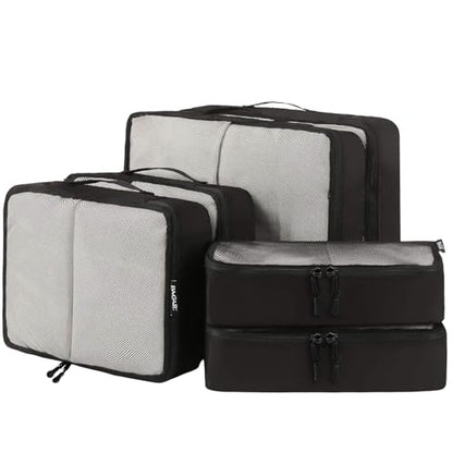 BAGAIL 6 Set Packing Cubes,Travel Luggage Packing Organizers - color: The Black, style: 6 Set