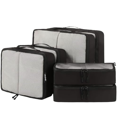 BAGAIL 6 Set Packing Cubes,Travel Luggage Packing Organizers - color: The Black, style: 6 Set