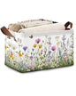 Wildflowers Butterfly Storage Baskets,Garden Herb Flower Foldable Large Capacity Organizer Bins with Waterproof Lining and Leather Handles for Closet,Shelf,Bedroom 17x11.5x10Inch - color: Wildflowers Butterfly Garden Herb Flower