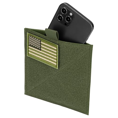 Tactical Hook&Loop Pouch, EDC Admin Bag Insert Storage Organizer Pocket for Chest Rig Backpack Accessories, Sleeve Expansion Pouch for Mini Notebook Smartphone - color: Green