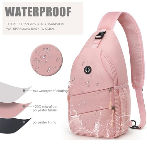 Pritent Crossbody Bags for Women Men Trendy Sling Bag Backpack Casual Chest Bag with Convertible Shoulder Strap - color: Pink, size: Medium