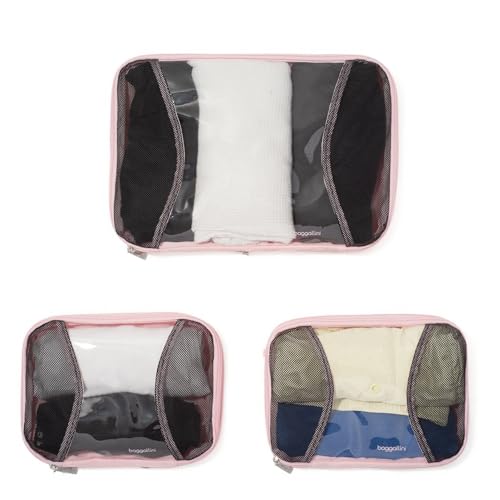 Baggallini Compression Cube 3-piece set - Lightweight Compression Packing Cubes for Travel - color: BAGG PINK