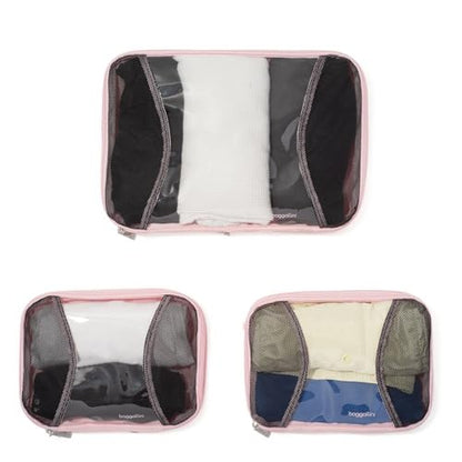 Baggallini Compression Cube 3-piece set - Lightweight Compression Packing Cubes for Travel - color: BAGG PINK