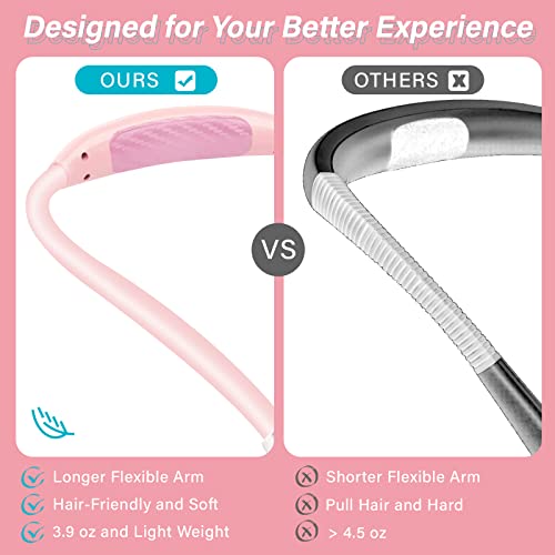 Vekkia Rechargeable LED Neck Reading Light, Book Lights for Reading in Bed, 3 Brightness Levels, Flexible Soft Silicone Arms Comfortable Wear, Long Lasting, Perfect for Craft & Knitting, Pink - color: Pink