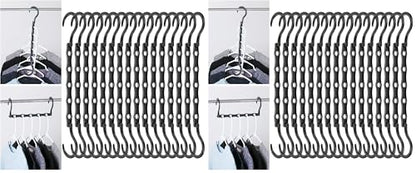 Mr. Pen- Space Saving Hangers for Clothes, 16 pcs, Black, Plastic Multi Clothes Hangers Space Saving, 5 Slots, 360° Rotating Hooks (Pack of 2) - color: Black, size: 32 Pack