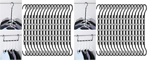 Mr. Pen- Space Saving Hangers for Clothes, 16 pcs, Black, Plastic Multi Clothes Hangers Space Saving, 5 Slots, 360° Rotating Hooks (Pack of 2) - color: Black, size: 32 Pack