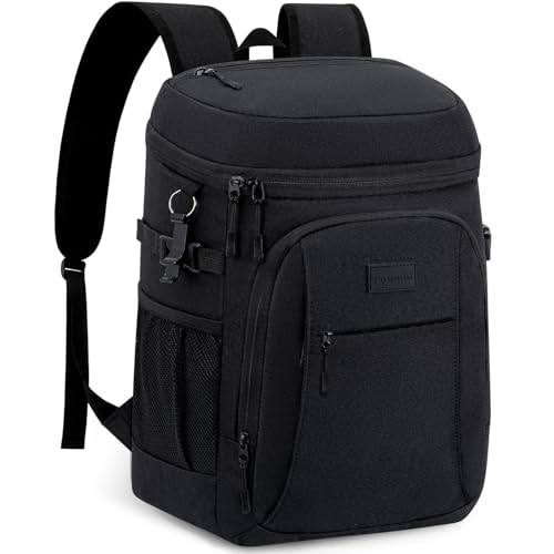 Tuwubi Cooler Backpack 35/42 Cans, Backpack Coolers Insulated Leak Proof for Men Women, Waterproof Soft Sided Lunch Camping Beach Travel Ice Chest Backpack Cooler Bag - color: Black, size: Large
