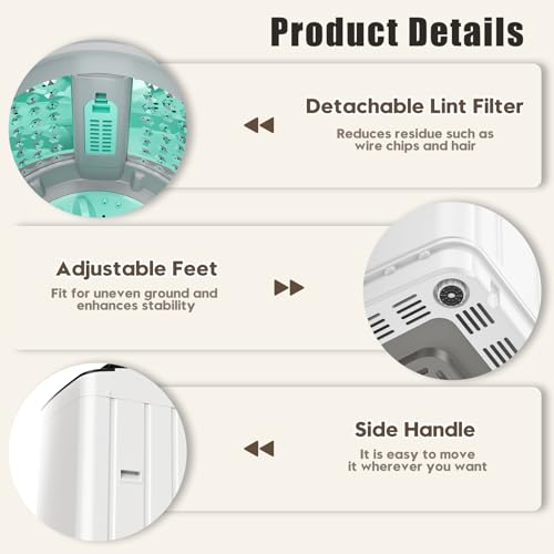 Auertech 28 lbs Portable Washing Machine, Fully Automatic Portable Washer with LED Display, 10 Wash Cycles, 5 Water Levels, 24H Delays, Top Load Washing Machine for Apartment, RV, Dorm, Home - size: 28 lbs