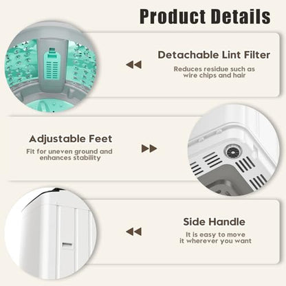 Auertech 28 lbs Portable Washing Machine, Fully Automatic Portable Washer with LED Display, 10 Wash Cycles, 5 Water Levels, 24H Delays, Top Load Washing Machine for Apartment, RV, Dorm, Home - size: 28 lbs
