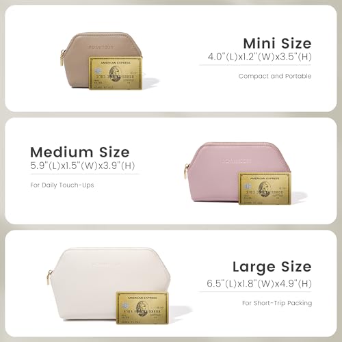 ROWNYEON Small Makeup Bag for Purse, Mini Portable Cosmetic Bags for Women, PU Leather Coin Purse Lipstick Cosmetic Accessories Organizer, Travel Makeup Pouch Zipper Pouch for Men Women - color: Mauve Pink, size: L(6.5''x1.8''x4.9'')