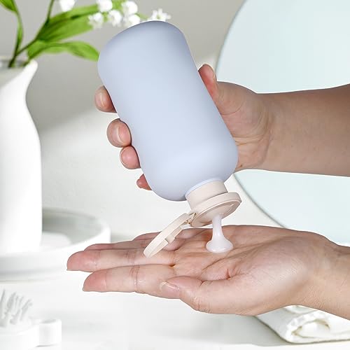 6.8 oz Plastic Travel Shampoo Bottles, Refillable Flip Cap Squeeze Bottles for Toiletries, Large Leakage-proof Travel Shampoo and Conditioner Container (Blue) - color: Blue, size: 200ml/6.8oz