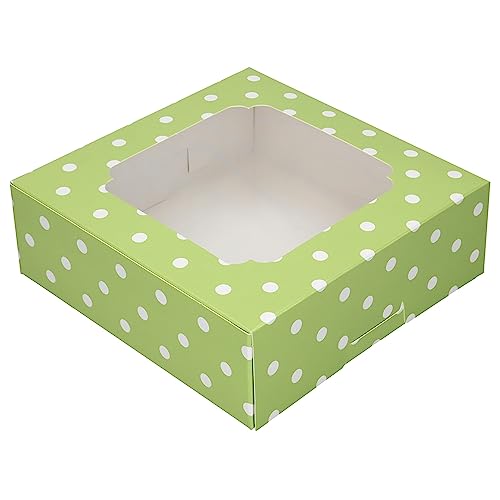 20 Pack Bakery Boxes with Window Small 6x6x2 inch for Cookie, Candy, Pastry, Brownie, Chiffon Cake, Tart, Pie, Waffle (Green-Polka Dot) - color: Green-Polka Dot