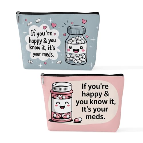 2 Pcs Medicine Makeup Bag, Large Capacity Travel Makeup Case Cosmetic Bags for Women, Portable Pouch Purse Travel Essentials Toiletries Accessories, Christmas Birthday Gifts for Women-2 - color: Multicolor 1549