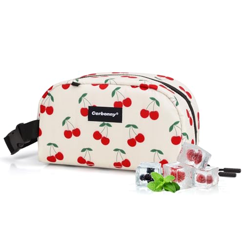 Cerbonny Small Cooler Bag, Freezable Lunch Bag, Small Lunch Bag, Insulated Mini Cooler Box with Ice Packs & Handle Buckle for School Work Travel,Cherry Pattern - color: Cherry