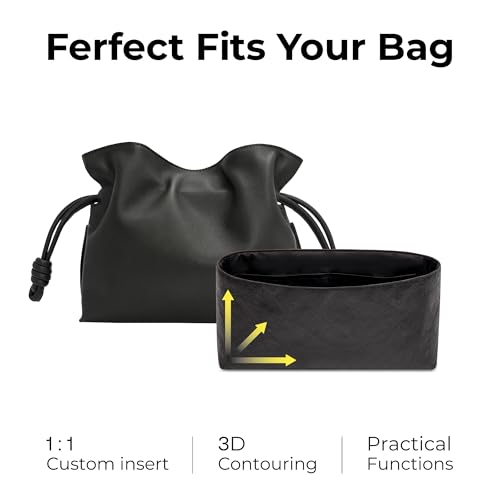 Purse Organizer Insert for LOEWE Flamenco Mini Handbag, Custom Fit Inside Premium Matte Black Lightweight WaterResistant Tote Bag Insert - color: Matte Black, size: Fits-Flamenco Mini