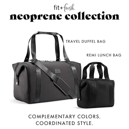 Fit & Fresh Remi Lunch Bag for Women Work – Neoprene Lunch Tote with Containers & Ice Pack, Reusable Meal Prep Lunch Box, Large Capacity, Machine Washable, Black - color: Black