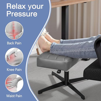 VECELO Under Desk Footrest, PU Ergonomic Foot Rest with Comfort Padding, Height Adjustable for Relieving Leg Pain, Stiffness, and etc, Gray - color: Gray