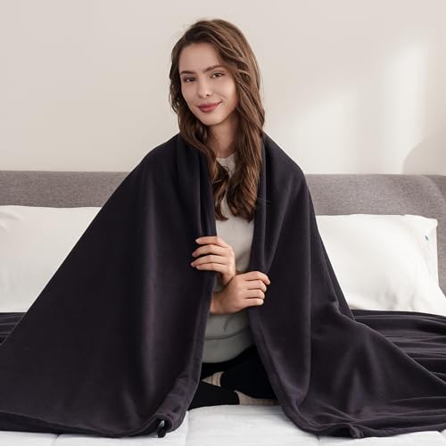Berkshire Blanket Microfleece Queen Size Bed Blanket Black,Lightweight Soft Breathable Plush Micro Fleece Blanket for Bed Couch Sofa,90x90 Inches - color: Black, size: Full/Queen