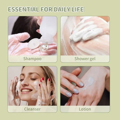 Empty Shampoo Bottles 6.7oz - Large Size Refillable Plastic Liquids Toiletry Containers - Empty Leak Proof Lotion Toiletries Dispenser - Clear Flip Cap Top Body Wash and Cosmetic Set 4 Pack - color: Clear