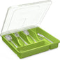 Utensil Holder for Countertop with Lid, Plastic Silverware Tray for Drawer (Green) - color: Green
