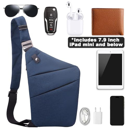 Anti Theft Travel Bag, One Shoulder Large Capacity Cross-body Bag Chest Fashion Lightweight Sling Bags for Travel Sports - color: Blue, style: Left Shoulder