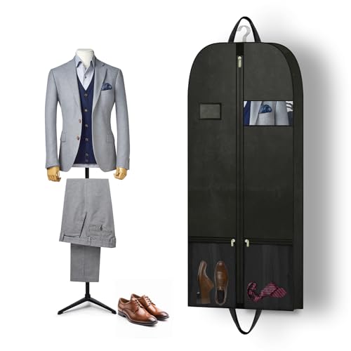 Travel Garment Suit Bag for Hanging Clothes, Suit bags for Closet Storage with Pockets Gusseted Garment bag for Men Suits Shirts Tuxedos Dresses, Suit Cover Bags With Handles and Zipper 54" 2 pack - size: 54" 2PK