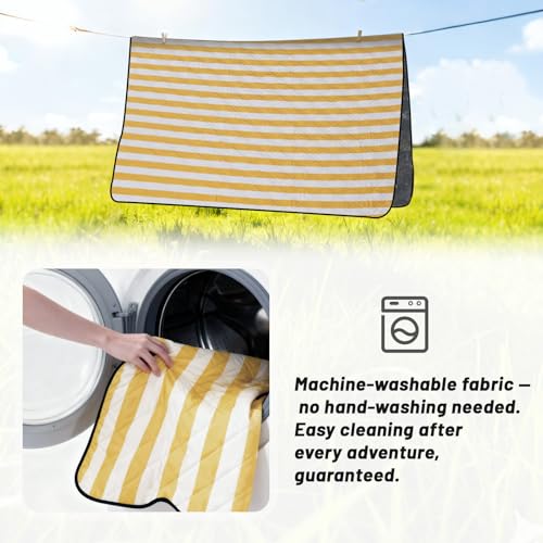 Extra Large Picnic Blanket 80"x80" – Waterproof Outdoor Mat for Beach, Park, Grass, Lawn, Camping, Sandproof & Foldable, Perfect Wedding Registry Gift, Portable Rug for Family Picnics - color: Sunny Yellow