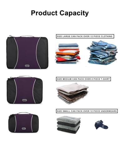GOX Ultra Light 5 piece Packing Cubes Travel Luggage Organizer 1 Large 2 Medium 2 Small - color: Purple