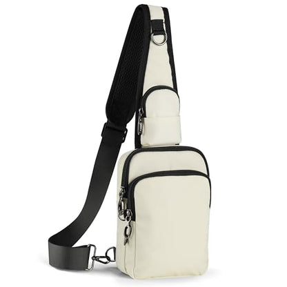 VADOO Sling Bag, Crossbody Bag with Zipper Lock, RFID Blocking & Water Resistant for Men and Women - color: Beige