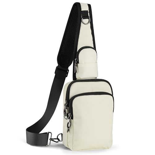 VADOO Sling Bag, Crossbody Bag with Zipper Lock, RFID Blocking & Water Resistant for Men and Women - color: Beige